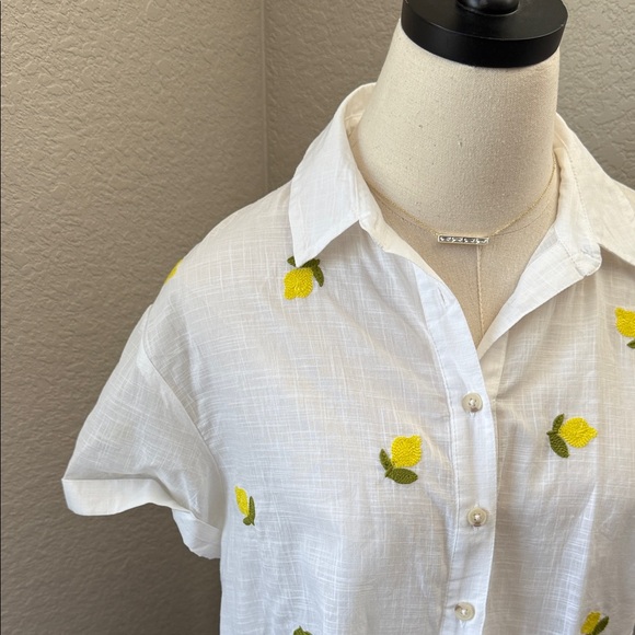 Anthropologie Maeve Linen Fruit Surf Short Sleeve Buttondown - Picture 5 of 7